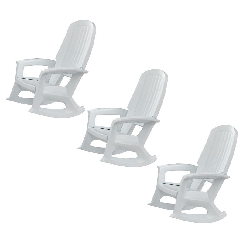 Semco Rockaway Heavy-Duty Outdoor Rocking Chair w/Low Maintenance All-Weather Porch Rocker & Easy Assembly for Deck and Patio, White (3 Pack), 1 of 7