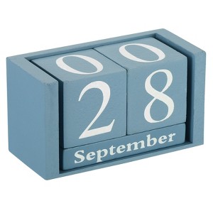Unique Bargains Vintage Wood Block Reusable Display Desk Calendar 1 Pc - 1 of 4