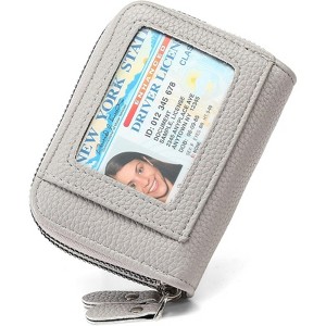 Clotth Wallet for Women – RFID Blocking PU Leather Small Wallet with ID Window,Double Zipper Pocket,12-Card Organizer,for Daily Errands,Travel - 1 of 4