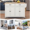 JUJABU Kitchen Island Cart with Solid Wood Top and Locking Wheels, 54.3 Inch Width, 4 Door Cabinet - 3 of 4