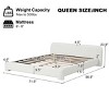 Cozy White Boucle Upholstered Platform Bed, Minimalist Design Bed with Soft Headboard, Durable Wood Frame Bed with Foam Filling-Baofuwish - 3 of 4