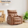 Oversized PU Leather Power Swivel Rocker Recliner Chair with Massage Function, Ergonomic Design Featuring 1.5X Sponge Filling and Side Pocket - 3 of 4