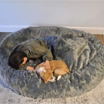 PAW BRANDS PupCloud Human-Size Faux Fur Memory Foam Dog Bed