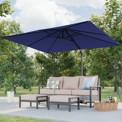 Sonkuki 10X8FT Outdoor Patio Cantilever Umbrella With Canopy, 360°Rotation Offset Umbrella