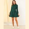 INSPIRE CHIC Women's Plaid Long Sleeves A-Line Button Up Casual Shirt Dress - 4 of 4