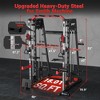 Smith Machine, 2200lbs Power Rack with Smith Bar, Cable Crossover Machine for Home Gym, Multifunctional Smith Machine with LAT Pulldown System - 2 of 4