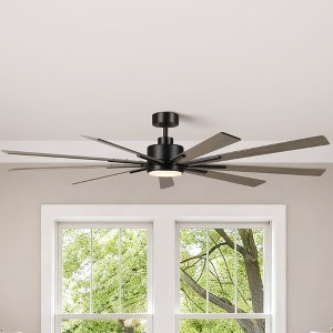 Parrot Uncle 72"Industrial Black LED Windmill Ceiling Fan with Light and Remote HVLS Fan - 1 of 4