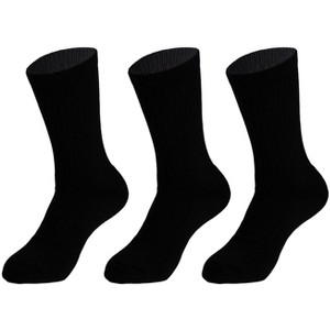 3 Pairs Cotton Crew Socks for Women – Soft, Breathable & Cushioned Athletic Sport Socks, Size 9-11 - 1 of 3