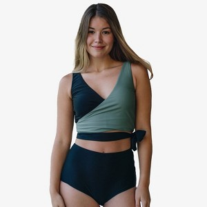 Calypsa Women's Emery 2-Piece Wrap Style Swim Set With Reversible Top and High-Waisted Bottom - 1 of 4