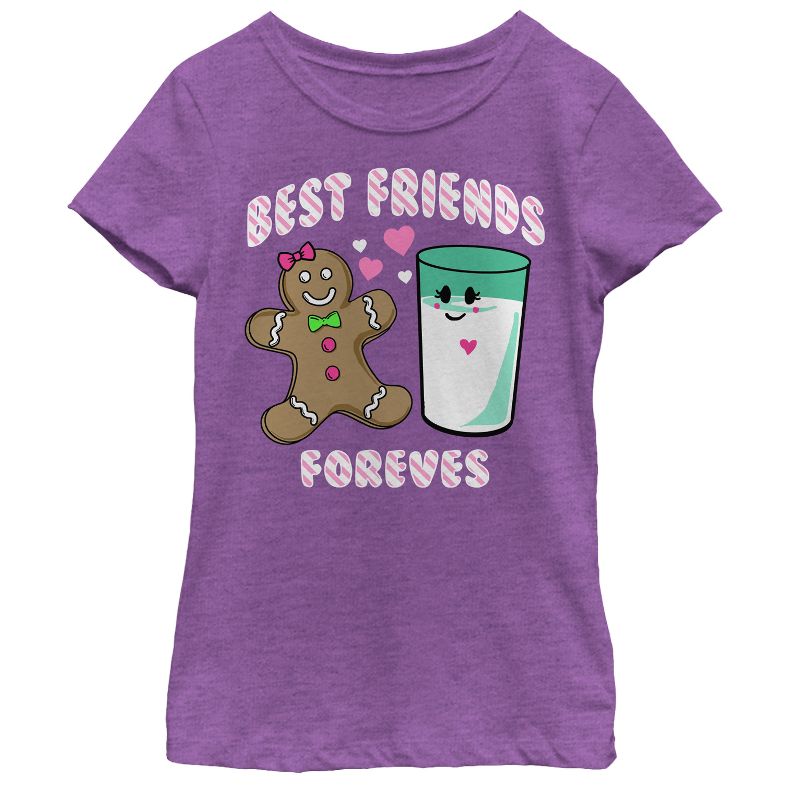Girl's Lost Gods Christmas Gingerbread Best Friends T-Shirt, 1 of 4