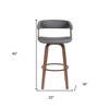HomeRoots 31" Gray And Wood Brown Faux Leather Swivel Bar Height Bar Chair - 3 of 4