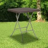 Flash Furniture 1.95-Foot Square Brown Rattan Plastic Folding Table - image 2 of 4