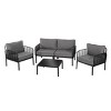Modern Patio Loveseat and Coffee Table Set with Thick Black Cushions, Weather-Resistant Plastic Frame for Outdoor Lounge Area-3irtyhousy - 2 of 4
