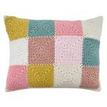 Saro Lifestyle Crochet Pillow - Down Filled, 12"x16" Oblong, Multi
