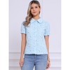 INSPIRE CHIC Women's Peter Pan Frilled Short Sleeve Floral Cotton Top - 3 of 4