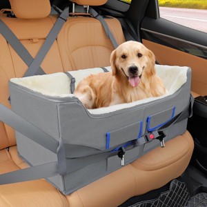 Elevated Dog Booster Car Seat for Small Dogs with Adjustable Straps Gray - 1 of 3