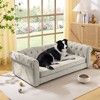 Okak Rectangle Linen Button Tufted Pet Bed for Big & Oversized Dogs,Comfy Cushion Dog Sofa Bed with Backrest and Armrests - 2 of 4