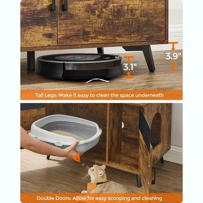 Rustic Brown Particleboard Cat Litter Box Enclosure with High Legs