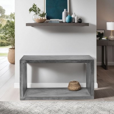 Royal Hampton 52 Inch Cube Shape Wooden Console Table with Open Bottom Shelf