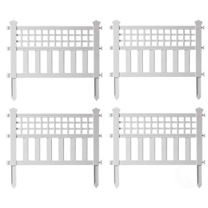 Gardenised Plastic Outdoor Decor Garden Flower Edger Fence, Border, Set of 4 Panels - 1 of 4