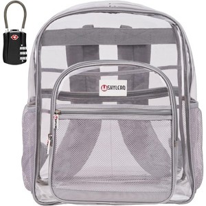 Heavy Duty Clear Backpack with TSA Lock & 2-Way Zipper, PVC Bookbag for Secure Travel & Events - 1 of 4