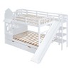TiramisuBest Twin-Over-Twin Castle Style Bunk Bed with Slide, 2 Drawers & 3 Shelves,Gray, Kids Playhouse Bed - 4 of 4