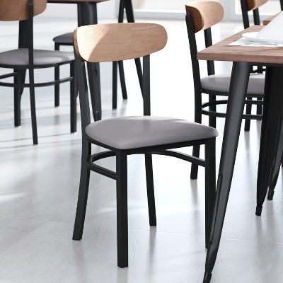 Modern Birchwood Gray Vinyl High-Capacity Dining Chair