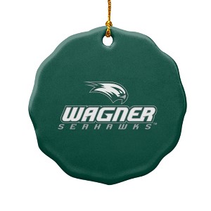 Wagner College Primary Logo Porcelain Scalloped Holiday Christmas Tree Ornament  2.8" (7.1 cm) - 1 of 4