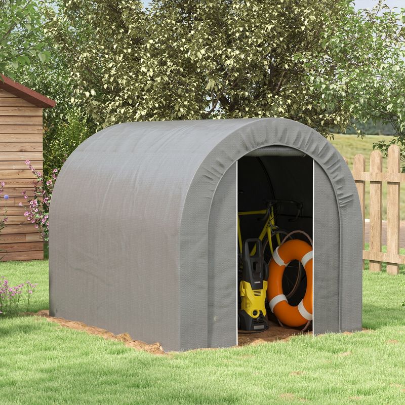 Outsunny 6 x 8ft Outdoor Shed, Waterproof and Heavy Duty Portable Shed for Bike Motorcycle Garden Tools, 2 of 7