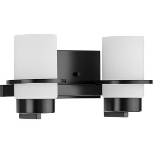 Progress Lighting Reiss Collection 2-Light Vanity Light in Matte Black with White Glass Shade - 1 of 1