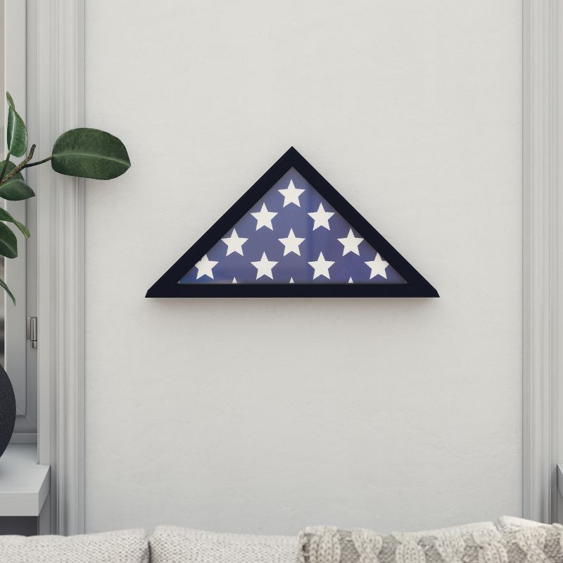 Emma and Oliver Rustic Military Flag Shadow Box for 9.5' x 5' American Veteran Burial Flag - Wall Mount or Freestanding, 3 of 13