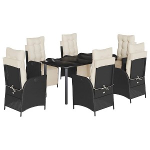 vidaXL Garden Dining Set Black and Cream White - 1 of 4