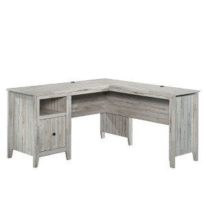 Dakota Pass L-Shaped Desk White Plank - Sauder: Farmhouse Style, File Drawer, Cord Management, Easy Assembly - 1 of 3