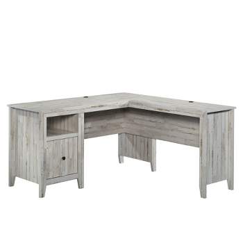 Dakota PassL-Shaped Desk White Plank - Sauder: Farmhouse Style, File Drawer, Cord Management, Easy Assembly