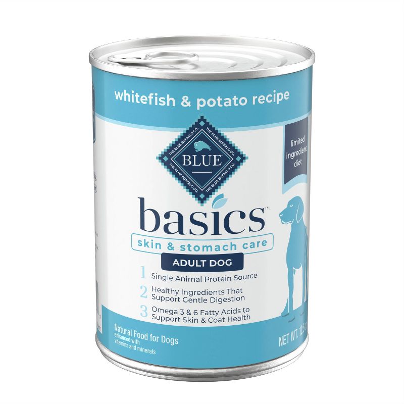 Blue Buffalo Basics Skin &#38; Stomach Care  Grain Free Natural  White Fish &#38; Potato Recipe Adult Wet Dog Food - 12.5oz, 1 of 11