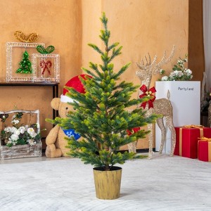 2 Pack 4FT Artificial Green Christmas Tree with Pot Stand Holiday Decoration - 1 of 1