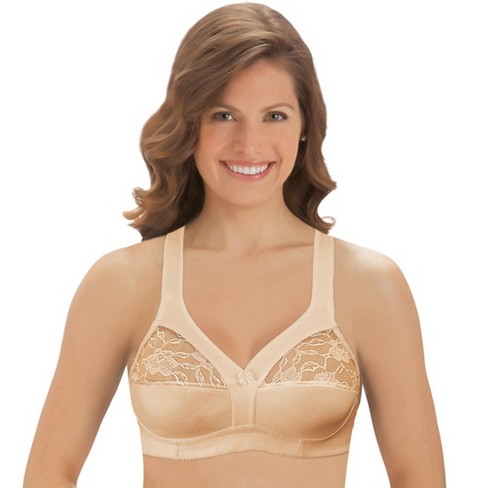 Collections Etc Cotton Bra - Underwire-Free with Lace Accents and Thick Straps for Extra Support - image 1 of 4