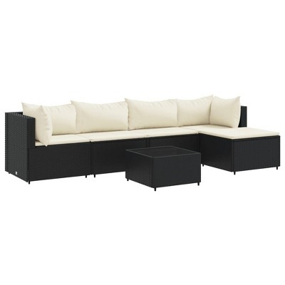 vidaXL Patio Lounge Set Set of 5 Black, Cream White