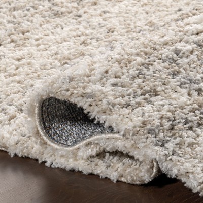 Ivory Plush Braided Tassel Shag Area Rug, 6'7" x 9'