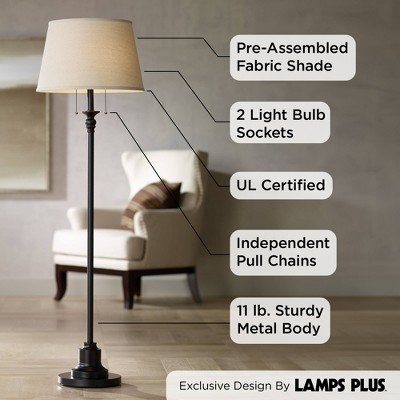 Spenser 58" Oiled Bronze Floor Lamp with Linen Shade