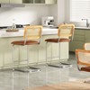 PexFix 2Pcs Counter Height Bar Stools Upholstered PU Leather Barstools with Rattan Back 24 inch Stools Armless Bar Chairs for Kitchen Island Brown - 4 of 4