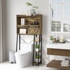HOMCOM Over the Toilet Storage Cabinet, Over Toilet Bathroom Organizer with Sliding Door, 3 Storage Compartments and 4 Open Shelves - 3 of 4