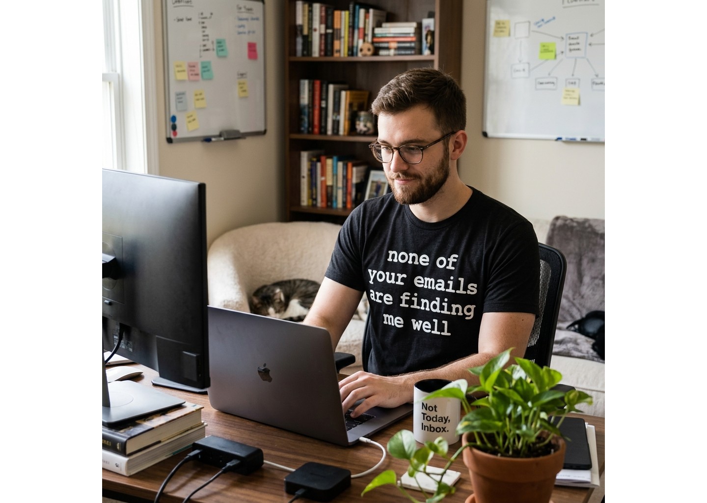 Мужская футболка Crazy Dog T-Shirts, Inc. Funny T Shirts None Of Your Emails Are Finding Me Well Sarcastic Office Joke Tee For Men - Crazy Dog T Shirt For the Office Black, цвет: Чёрный — фото 3