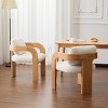 Boucle Modern Dining Chairs Set of 2 with Curved Arms,Rubberwood Frame Dining Chair with Cushions,Accent Dining Chair for Dining Room-Coolbibila - 2 of 4