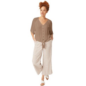 ellos Plus Size Crinkle Tie-Front Blouse - 1 of 4