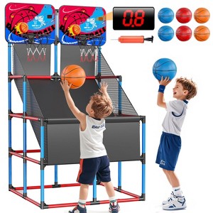 Skirfy Kids Arcade Basketball Game with Scoring and Target Sounds, 2-Player Double Shot Basketball Game with 6 Balls, Basketball Toy Set. - 1 of 4