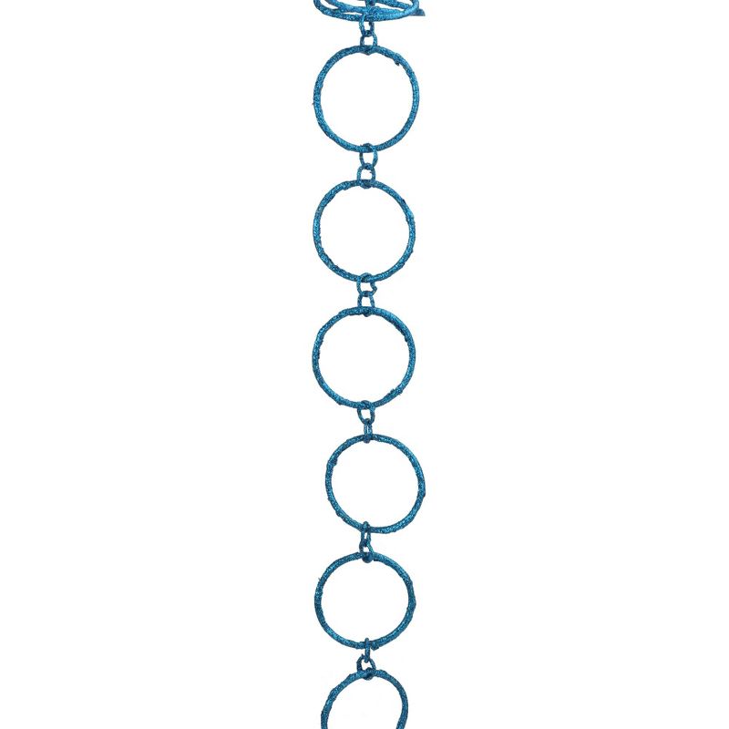 Allstate 5' x 1.75" Turquoise Blue Glittered Round Chain Christmas Garland, 1 of 5