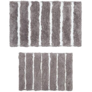 The Lakeside Collection Set of 2 Luxury Stripe Bath Rugs - 1 of 3