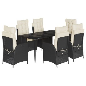 vidaXL Garden Dining Set Black Poly Rattan Medium Adjustable Armrests - 1 of 4