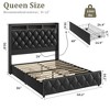 Queen Bed Frame with 50.8" Tall Headboard, Platform Velvet Upholstered Bed Frame with 4 Storage Drawers, USB Charging Station, Led Lights, Beige - 3 of 4
